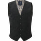 (Anthrazit) Weste Herren Tweed Wolle – Frontalansicht mit floralem Innenfutter