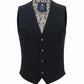 (Dunkelblau) Weste Herren Tweed Wolle – Frontalansicht mit floralem Innenfutter