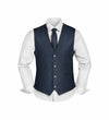 (Dunkelblau) Westen Set Herren Tweed mit Krawatte – Frontansicht auf weißem Hemd