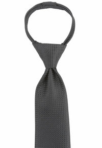 (Schwarz Mikrostruktur) Zip-Trauerkrawatte vorgebunden mit Schlaufe, schwarze Krawatte mit Mikrostruktur freigestellt