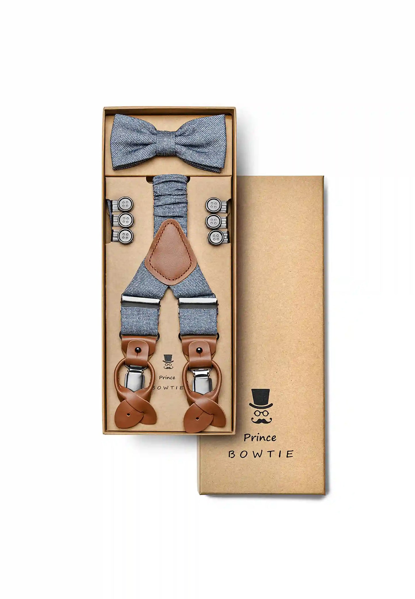 (Blau) Hosenträger Set mit Fliege im Sale bei style4him.de
