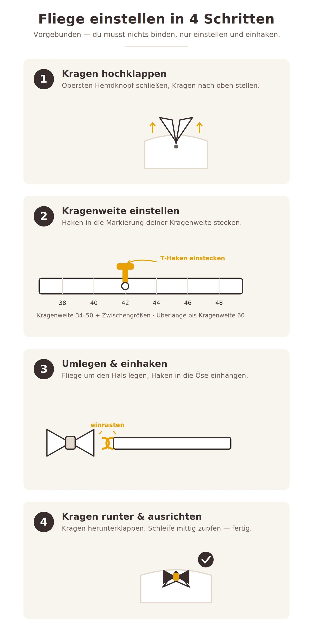 So legst du eine vorgebundene Fliege an