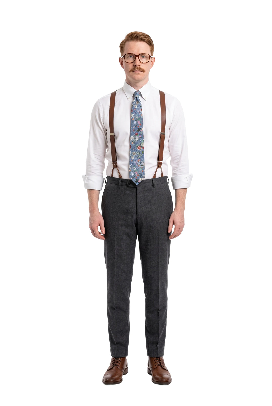 (Blau) krawatte herren blumenmuster seide getragen ganzkörper look