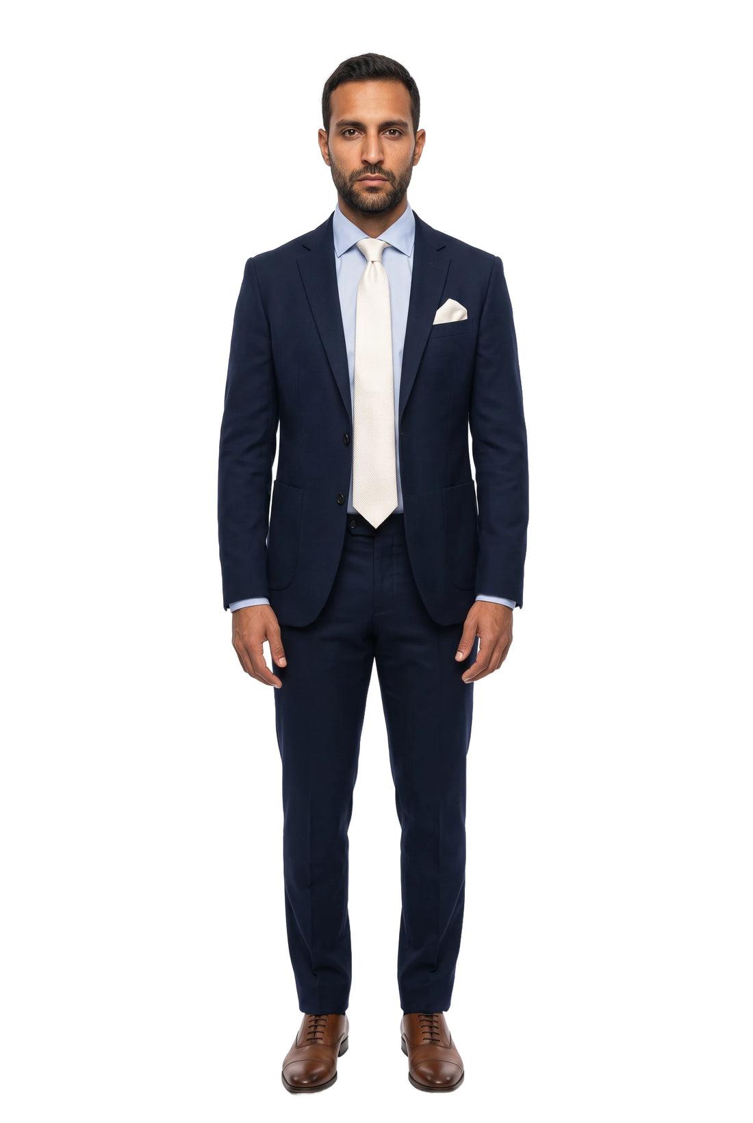 (Off-White) krawatte einstecktuch set mikromuster getragen ganzkörper look