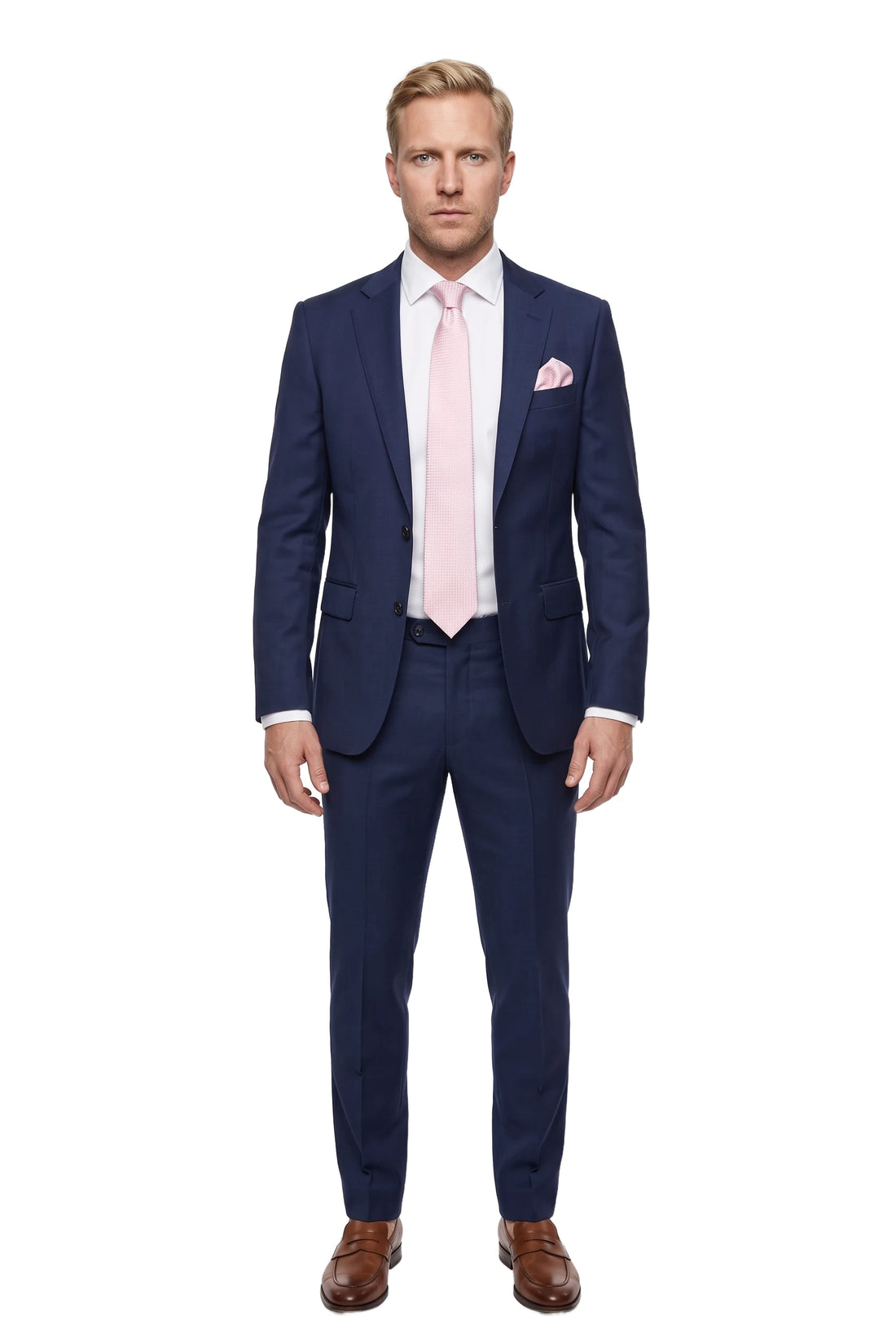 (Rosa) krawatte einstecktuch set mikromuster getragen ganzkörper look