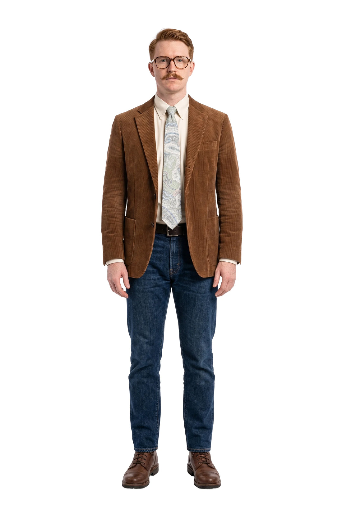 (Grün) krawatte herren paisley baumwolle getragen ganzkörper look