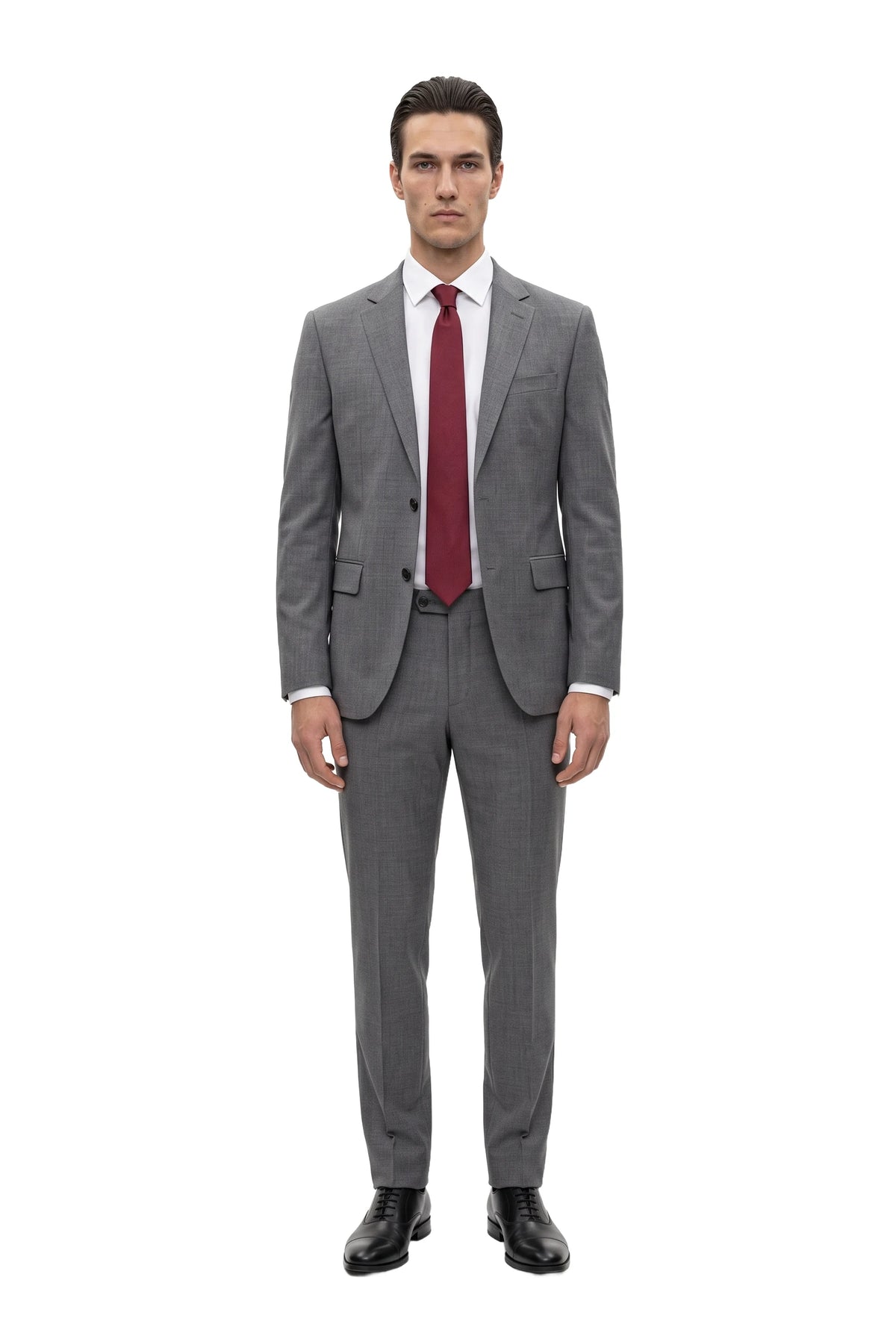 (Bordeaux) seidenkrawatte herren uni schmal getragen ganzkörper look
