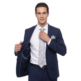 (Silber) hochzeitskrawatte einstecktuch set floral getragen pose krawatte frei sichtbar